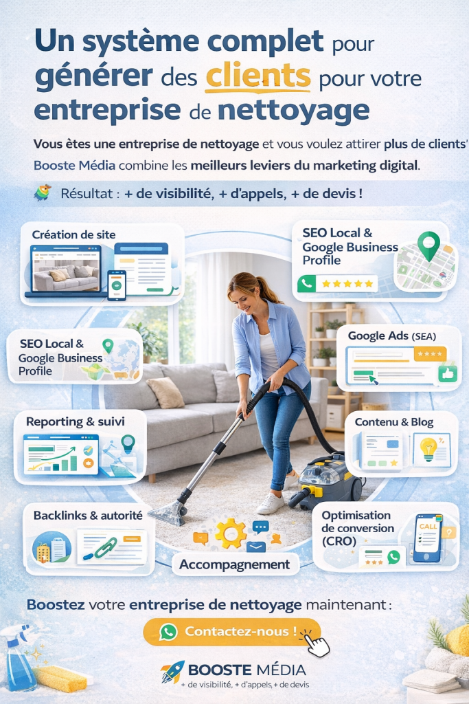 Système marketing digital pour entreprise de nettoyage