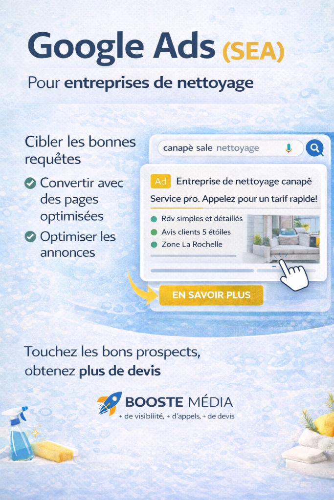 Google Ads pour entreprise de nettoyage